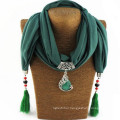 Fashion Women's Elegant Charm Tassels Rhinestone Decorated Jewelry Pendant Necklace Scarf with Various Colors